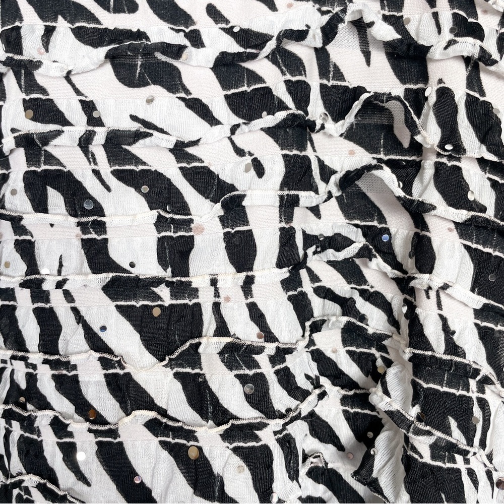 ELEMENTZ Sz. L sequined ruffle zebra stripe blouse w/ 3/4 sleeve | vibrant, ecc - Picture 7 of 8